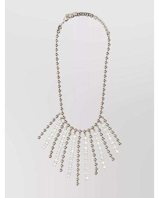 Alessandra Rich White Crystal Fringe Necklace
