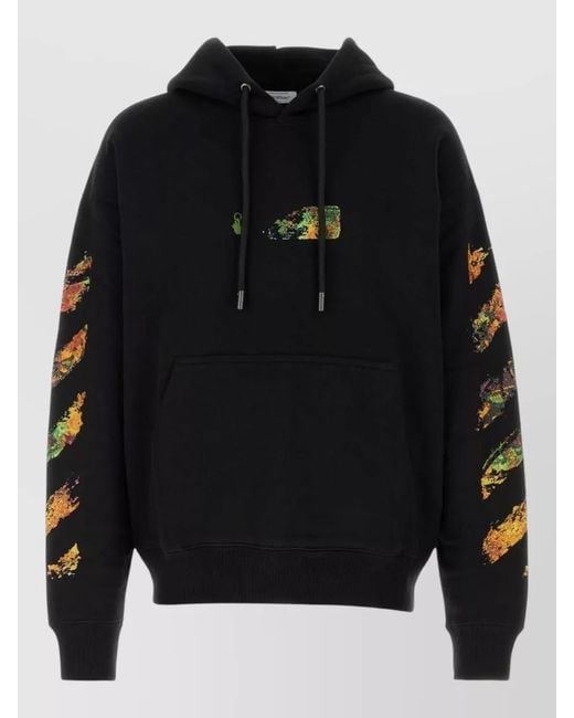 Off-White c/o Virgil Abloh Black Cotton Hooded Sweatshirt Graphic Front for men