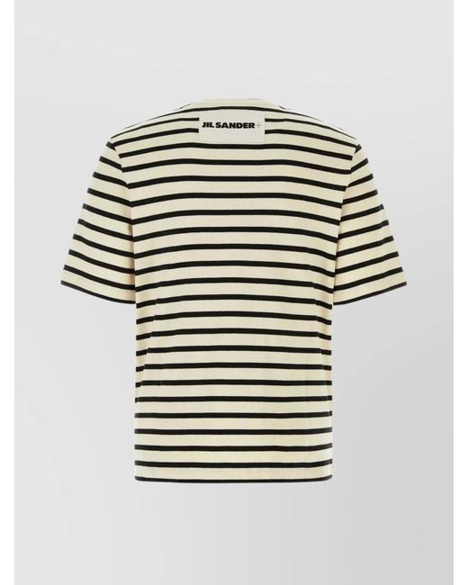 Jil Sander Gray Striped Cotton Ribbed Crew-Neck T-Shirt for men