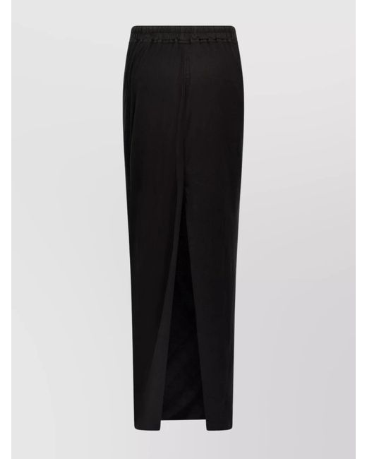 Rick Owens Black Cotton Midi Straight Skirt