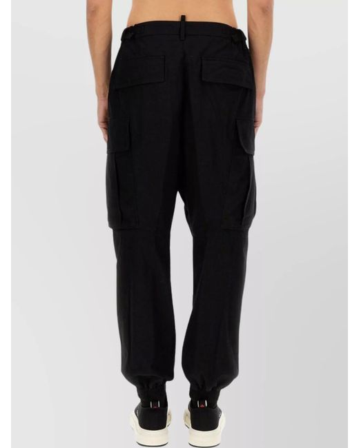 DSquared² Black Cotton Cargo Trousers for men