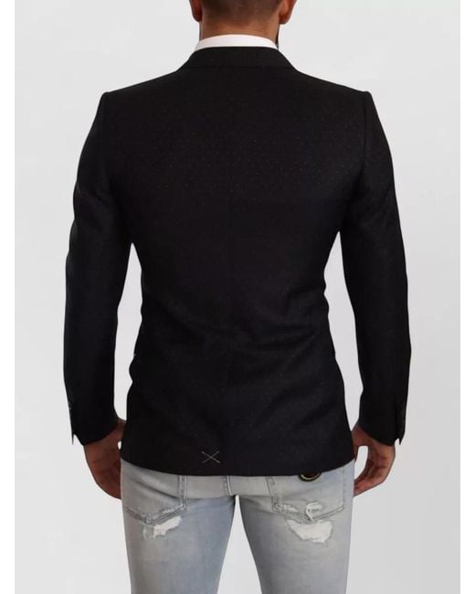 Dolce & Gabbana Black Martini Double Breasted Wool Blazer for men