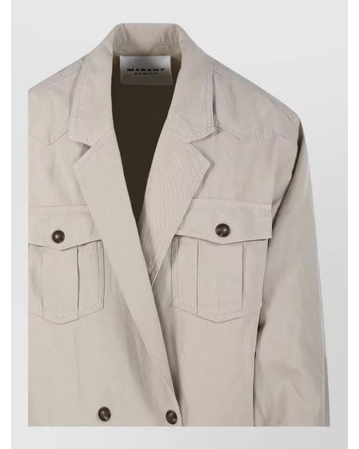 Isabel Marant Natural Cotton Linen Single Breasted Coat
