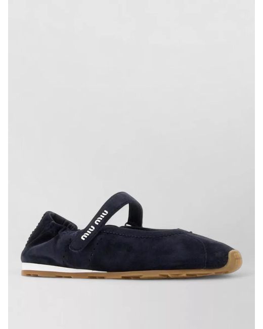 Miu Miu Blue Suede Leather Ballerina Shoes