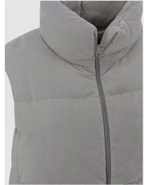 Herno Gray Velvet Quilted Sleeveless Down Waistcoat