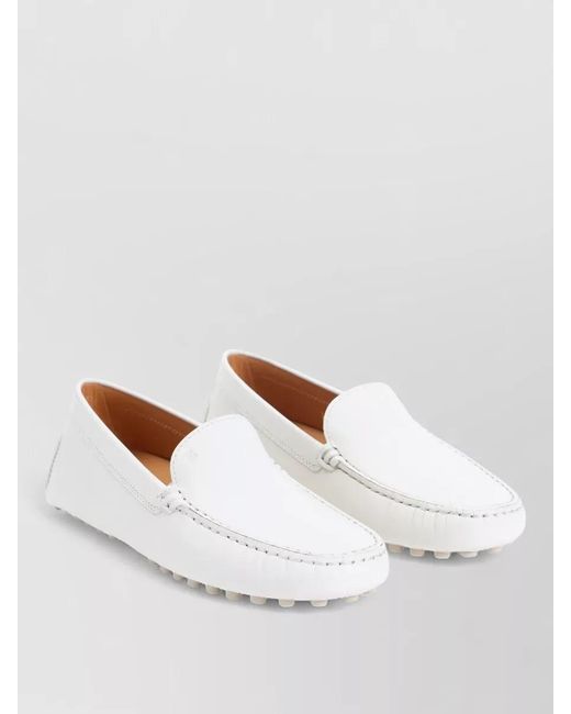 Tod's White Leather Loafers