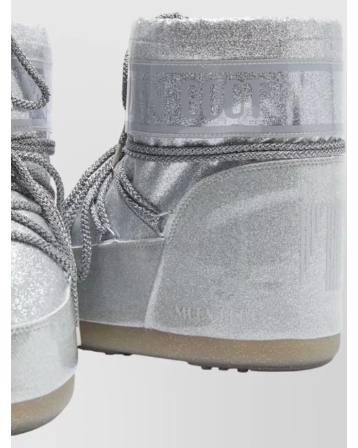 Moon Boot Gray Icon Low Glitter Ankle Snow Boots