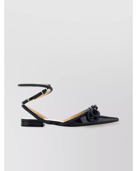 Mach & Mach Metallic Leather Double Bow Ballerinas With Embellished Detail