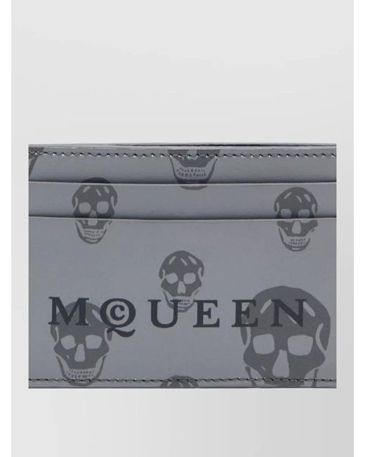 McQueen Gray Leather Cardholder for men