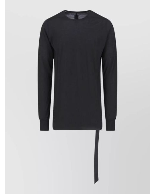 Rick Owens Blue Crew Neck Long Sleeve T Shirt Tie Detail for men
