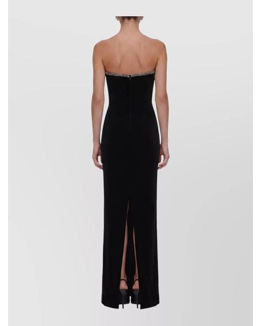 Self-Portrait Blue Velvet Maxi Dress Corset Bodice Brooch