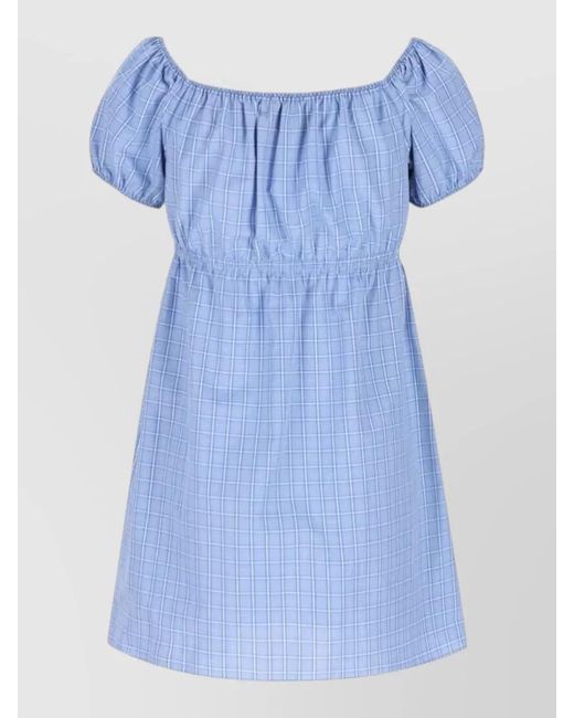 Miu Miu Blue Checked Cotton Mini Dress