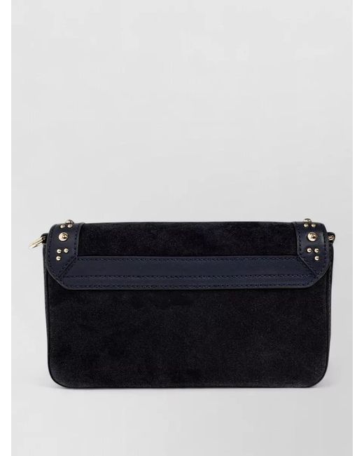 Furla Black Iride S Clutch Bag Suede Strap Studs