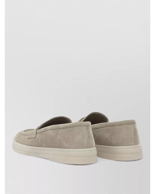 Prada Natural Suede Loafers Round Toe Rubber Sole for men