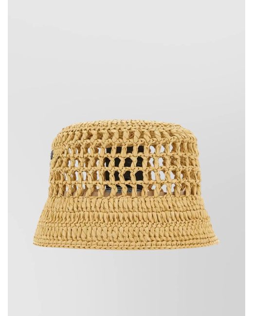 Prada Metallic Raffia Bucket Hat