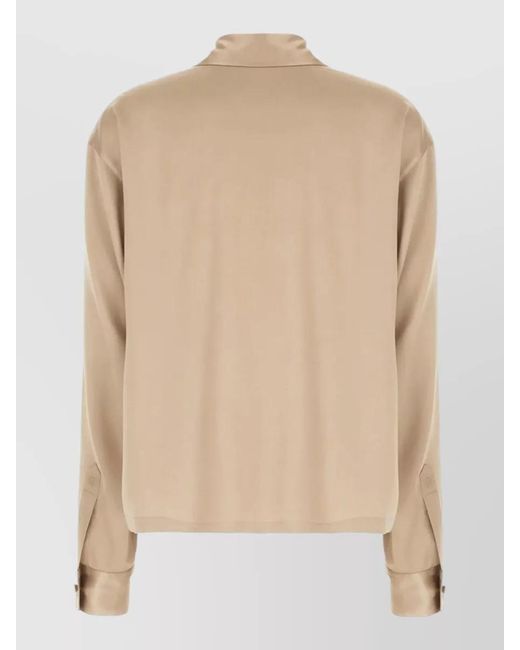 Tom Ford Natural Silk Satin Polo Shirt Long Sleeves