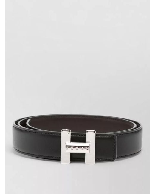 Hogan Black Leather Belt Adjustable Size Smooth Finish Buckle
