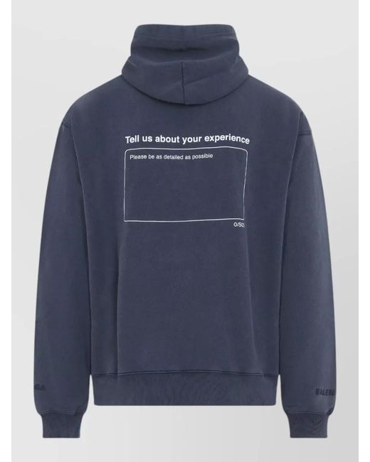 Balenciaga Blue Oversized Hoodie Cotton Fleece Interactive Print for men