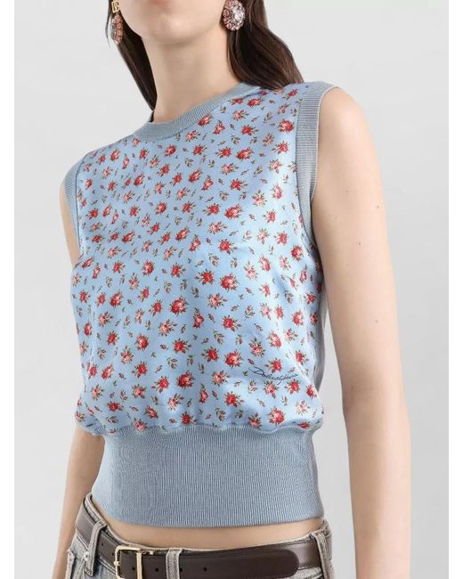 Dolce & Gabbana Blue Silk Tank Top