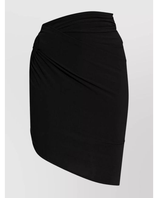 Jacquemus Black Draped Asymmetric High-Rise Mini Skirt