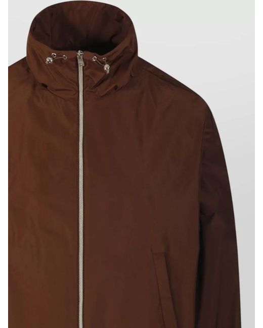 Herno Brown High Collar Jacket Elastic Cuffs Pockets