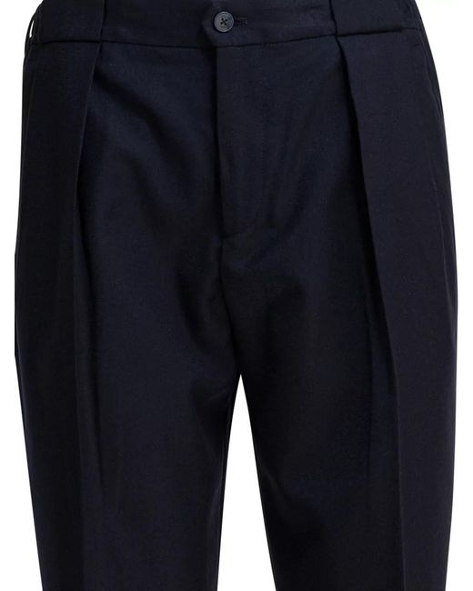 Briglia 1949 Blue Tailored Trousers Belt Loops Pleats Side Pockets