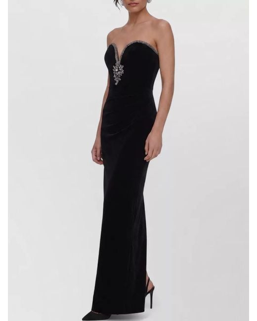 Self-Portrait Blue Velvet Maxi Dress Corset Bodice Brooch