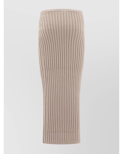 Max Mara Brown Cashmere Wool Knit Fitted Skirt