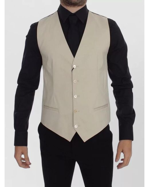 Dolce & Gabbana Gray Stretch Cotton Dress Vest Blazer for men