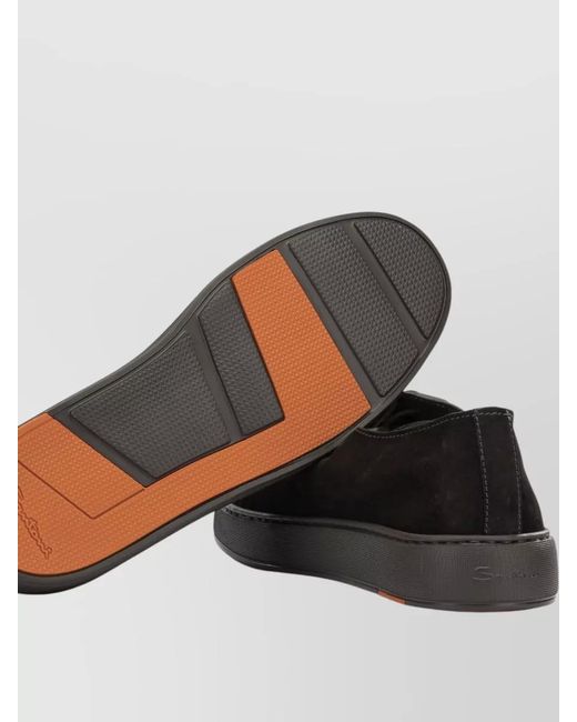Santoni Black Damps Lace Up Low Top Sneakers for men