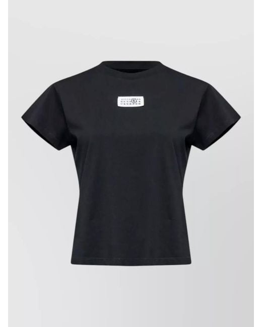 MM6 by Maison Margiela Black Cotton Crew-Neck Short-Sleeve T-Shirt