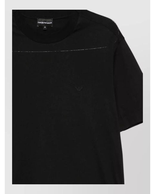 Emporio Armani Black Cotton Logo T Shirt Short Sleeves for men