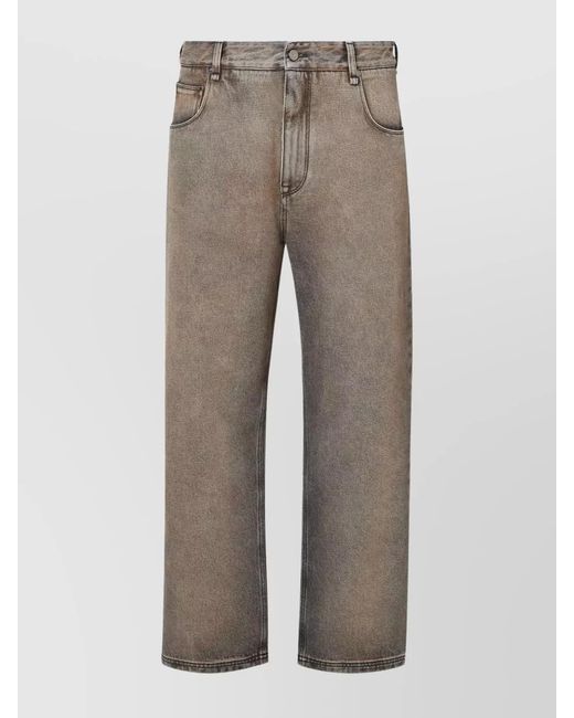 Fendi Gray Denim Marble Over Dye Straight-Leg Trousers for men