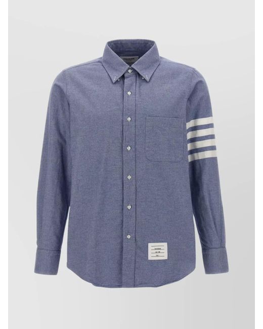 Thom Browne Blue Cotton Straight-Fit Long-Sleeve Shirt for men