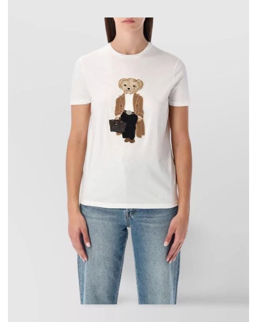 Ralph Lauren White Bear Graphic Cotton Crewneck T-Shirt