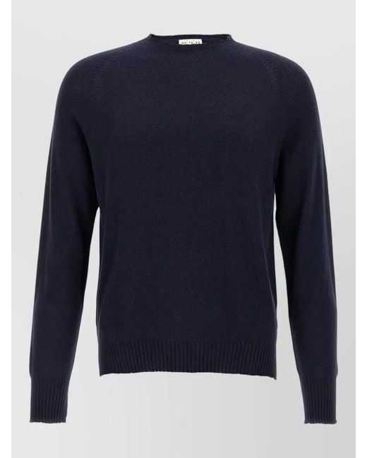 Ma'ry'ya Blue Cashmere Cotton Crew Neck Knit Sweater for men