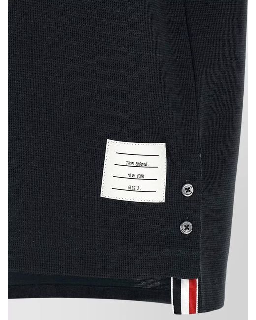 Thom Browne Black Short-Sleeve Cotton-Linen T-Shirt for men