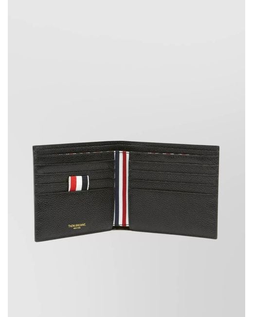 Thom Browne Black Pebble Grain Leather Bifold Wallet for men