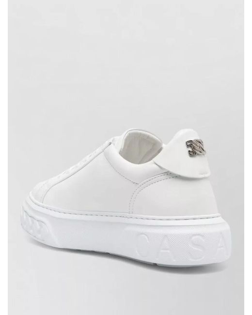 Casadei White Leather Lace Up Sneakers Chunky Sole