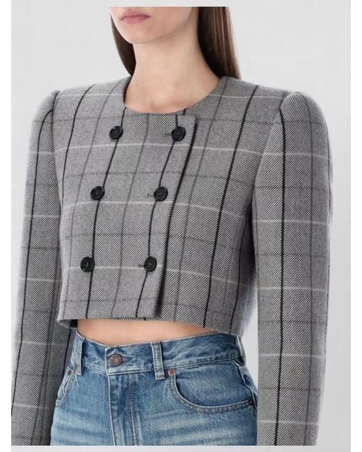 Chloé Blue Cropped Checked Jacket