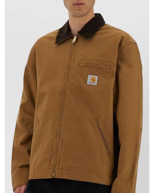 Carhartt Brown "Detroit" Jacket With Contrast Collar And Front Pockets (Summer) for men