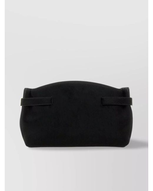 Ferragamo Black Hug Pouch Soft Bag Calf Hair Clutch Bag