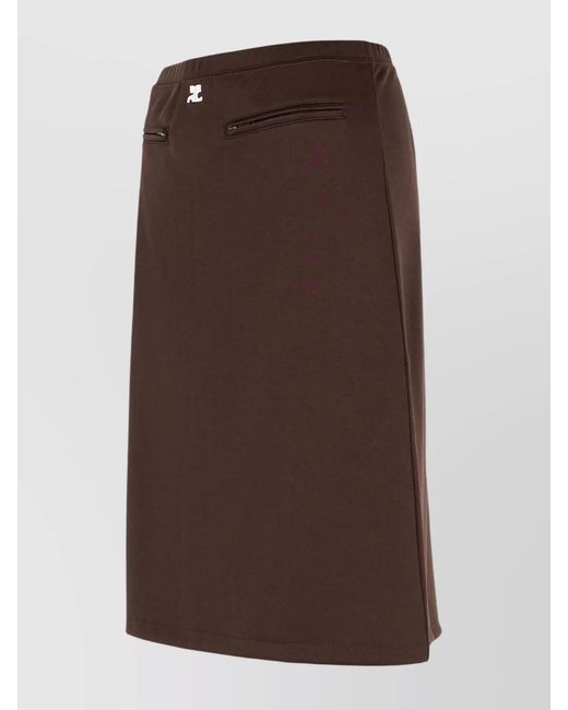 Courreges Brown Logo Midi A-Line Skirt