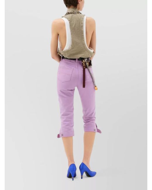 Versace Purple Straight Trousers Back Pockets Belt Loops