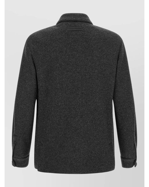 Zegna Black Cashmere Wool Jersey Overshirt for men