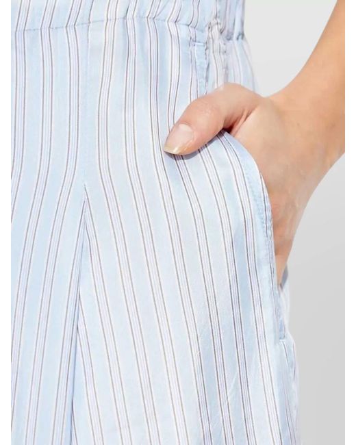 Dries Van Noten White Wide Leg Striped Trousers Back Pocket