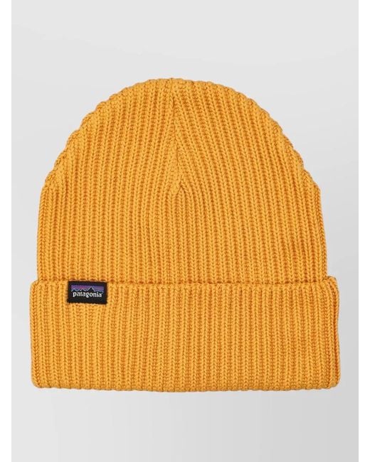 Patagonia Orange Fisherman Knit Beanie Folded Cuff Design for men