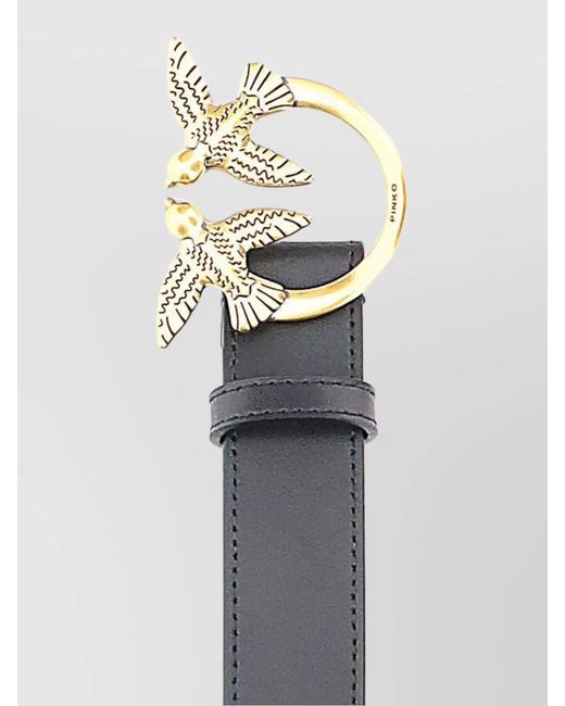 Pinko Gray Leather Love Berry Belt