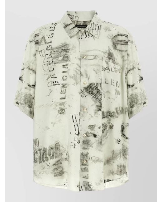 Balenciaga Natural Printed Viscose Shirt for men