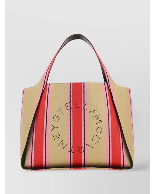 Stella McCartney Red Stella Logo Raffia Tote Bag